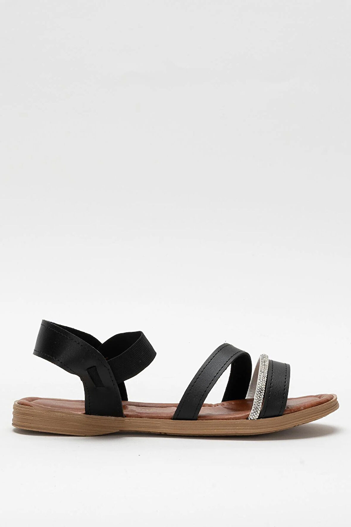 Kadın Taş Bantlı Sandalet Ayakkabı SİYAH