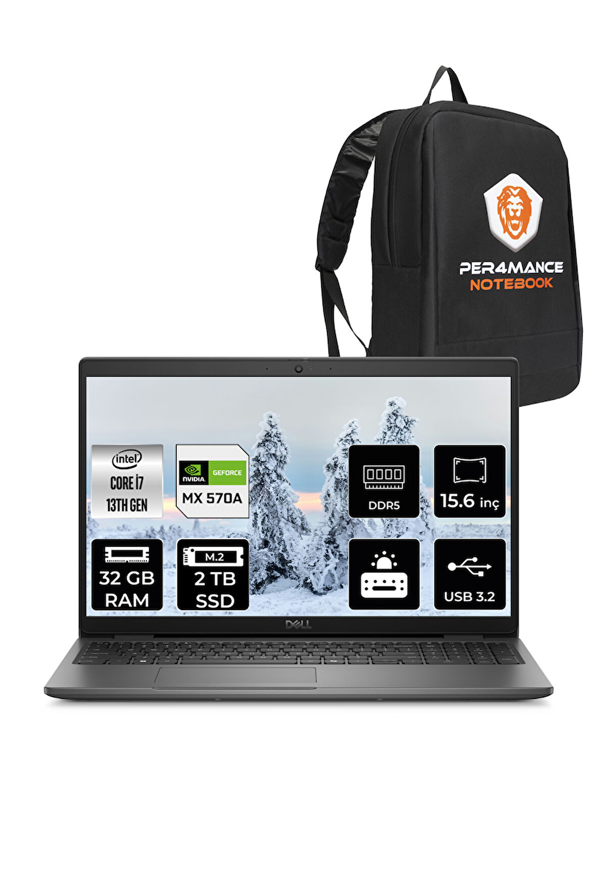 DELL Latitude 3550 i7 1355U 32GB 2TB SSD MX570A/2GB 15.6'' FDOS Dizüstü Bilgisayar & PER4 ÇANTA
