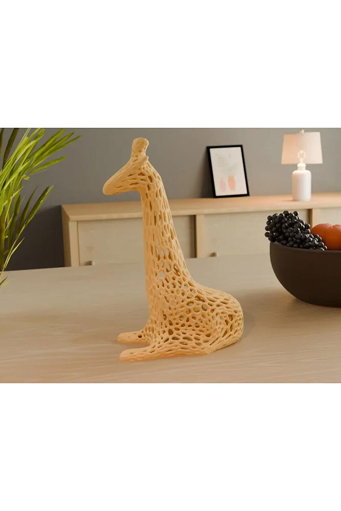 Modern Hayvanlar Biblo Masa Üstü Delikli Görünümlü Renkli Plastik 3 Zürefa Renk Tek Ebat Beden