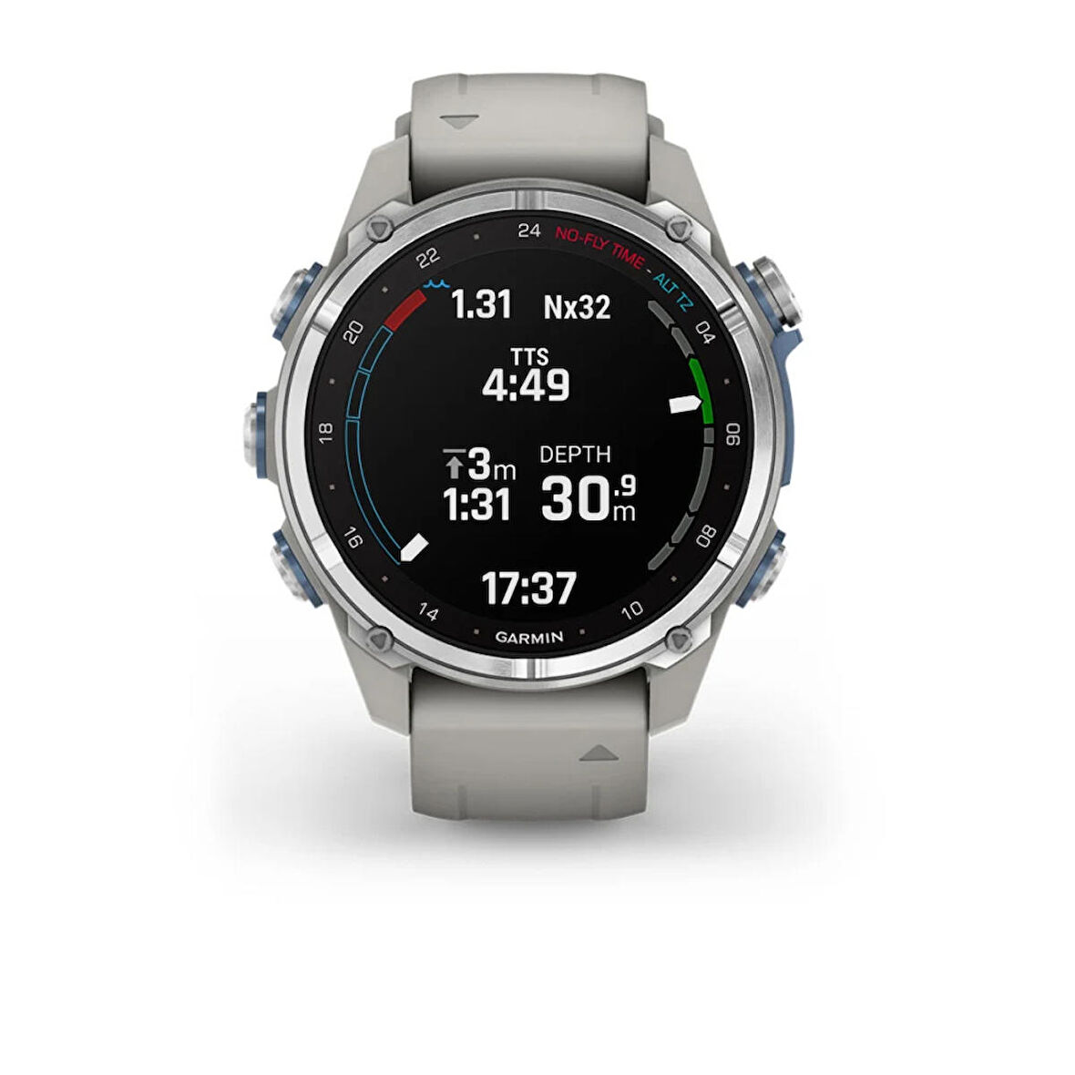 Garmin Descent Mk3 43 mm Paslanmaz Çelik Fog Gri Silikon Bantlı Akıllı Saat