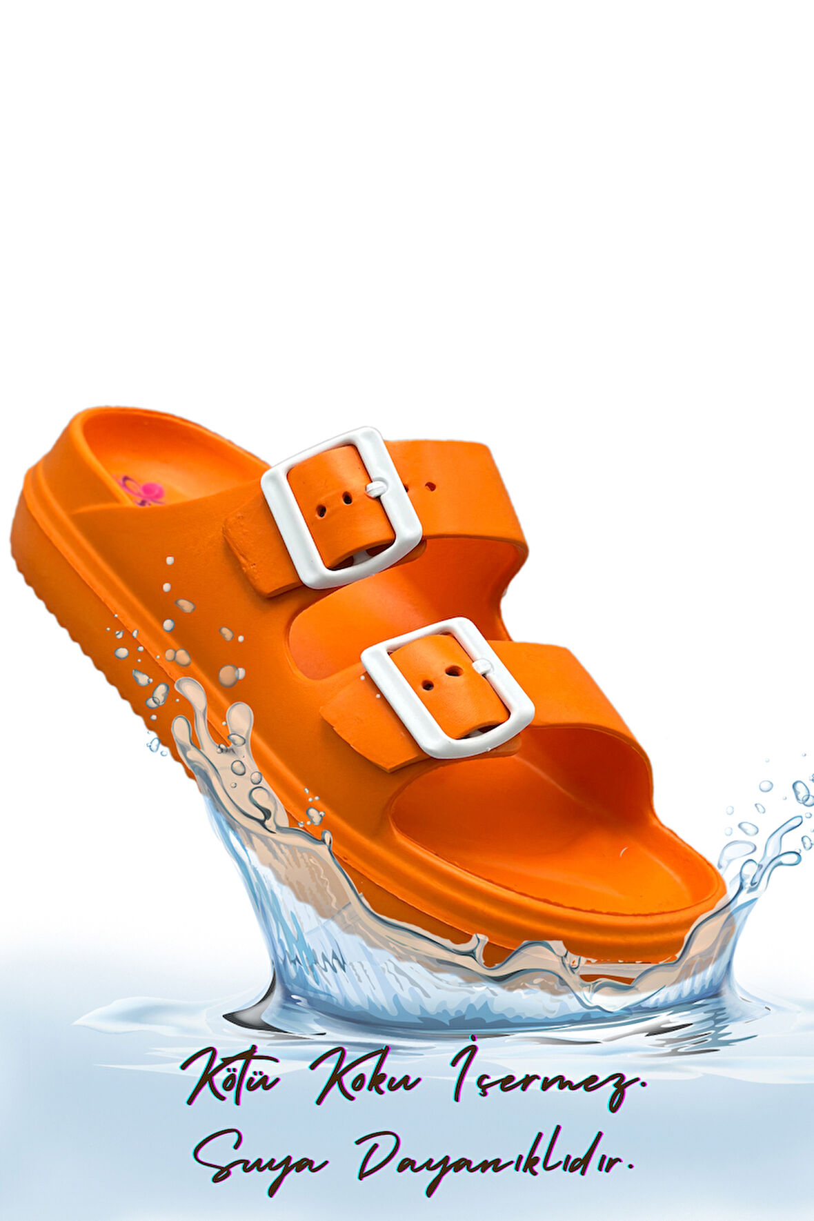 Sermoda Çift Toka Hafif Eva Yazlık Plaj Terliği Havuz Terliği Lavabo Terliği Turuncu