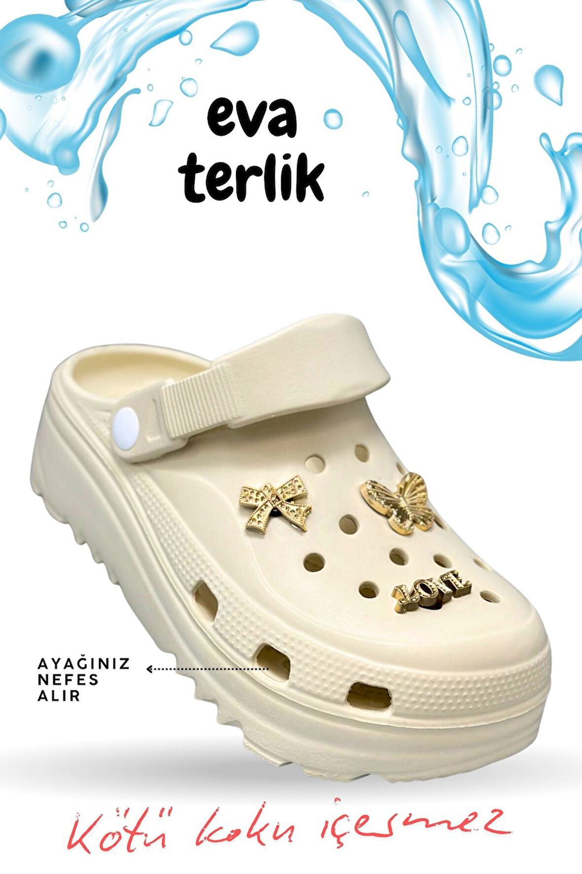 Sermoda Rahat Tabanlı Yüksek Ölçekli Hastane Aşçı Hemşire Doktor Terliği Eva Sabo Kadın Terlik Ekru