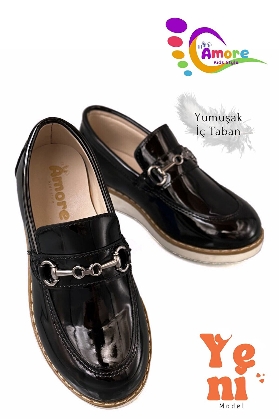 Erkek Çocuk Ayakkabı Köprü Tokalı - Okul Düğün Sünnet Ayakkabısı TR Siyah Beyaz