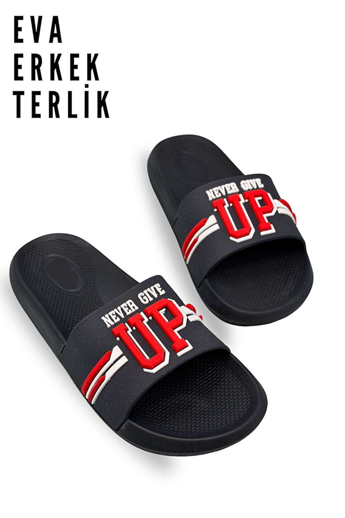 Erkek Terlik Hafif Eva Malzeme Yumuşak Taban Erkek Havuz Terliği Lacivert Kırmızı