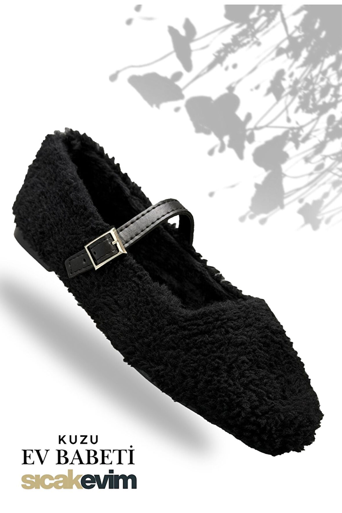 Kadın Kürklü Babet - Kuzu Babet İçi ve Dışı Kürklü Kadın Babet Siyah