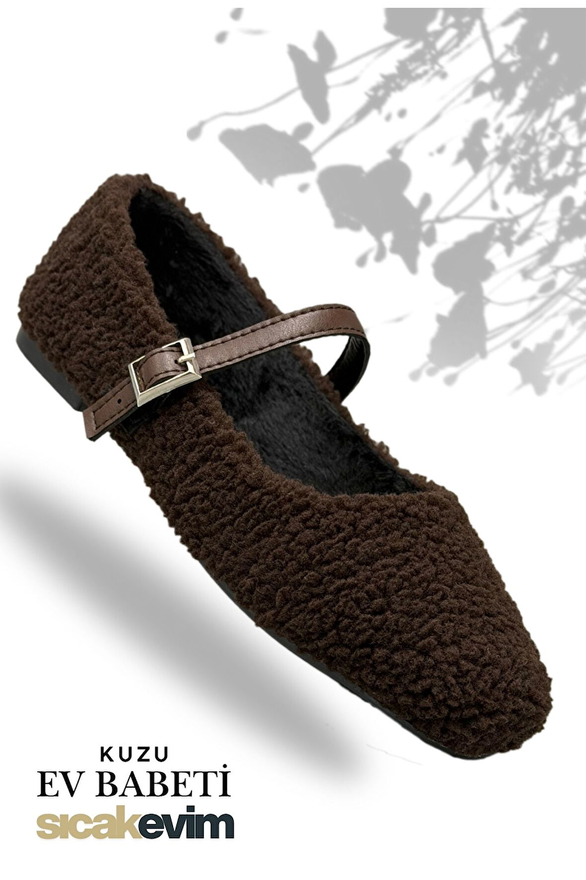 Kadın Kürklü Babet - Kuzu Babet İçi ve Dışı Kürklü Kadın Babet Kahve