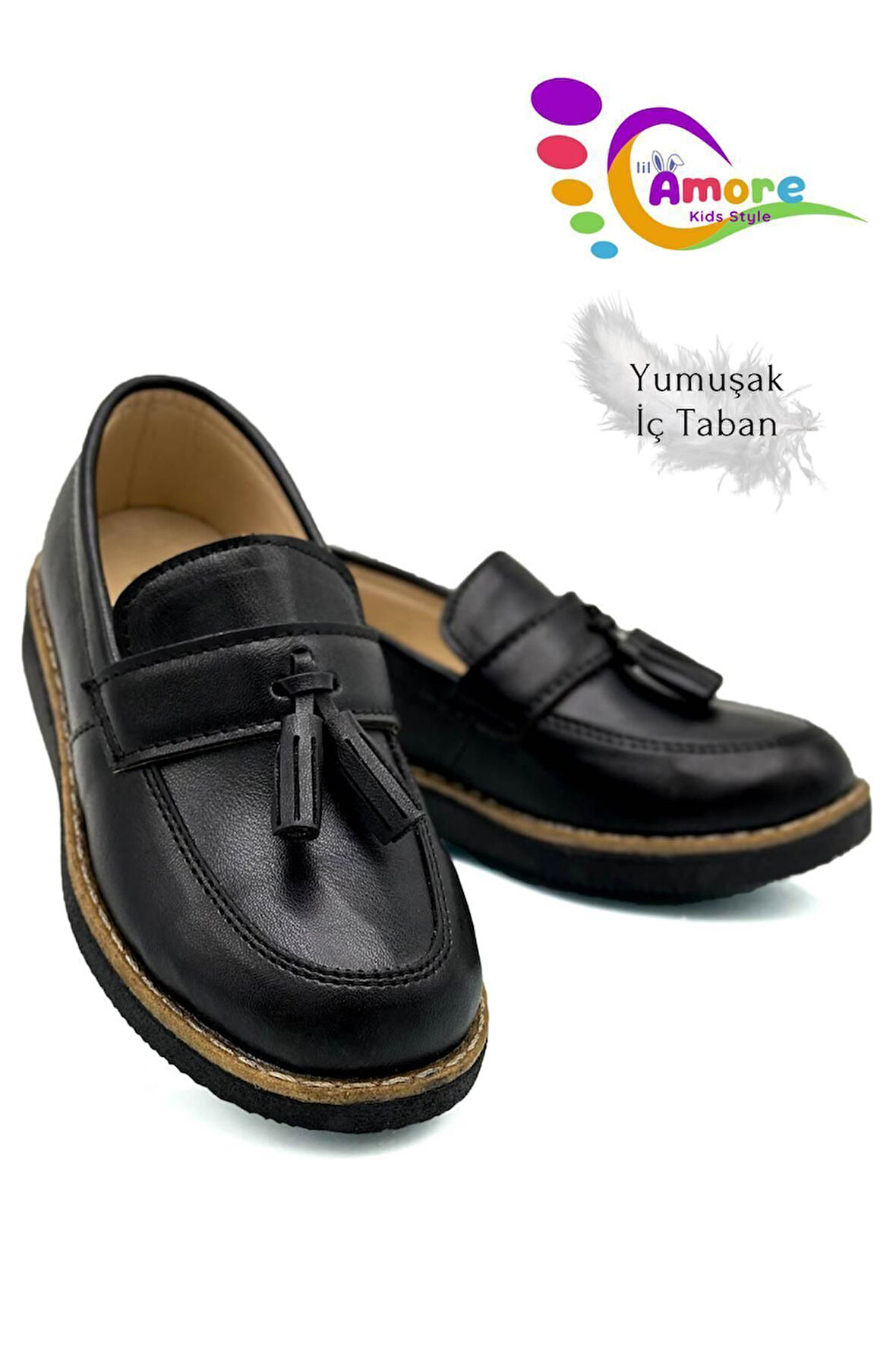 Corcik Model Erkek Çocuk Ayakkabı Mat Siyah