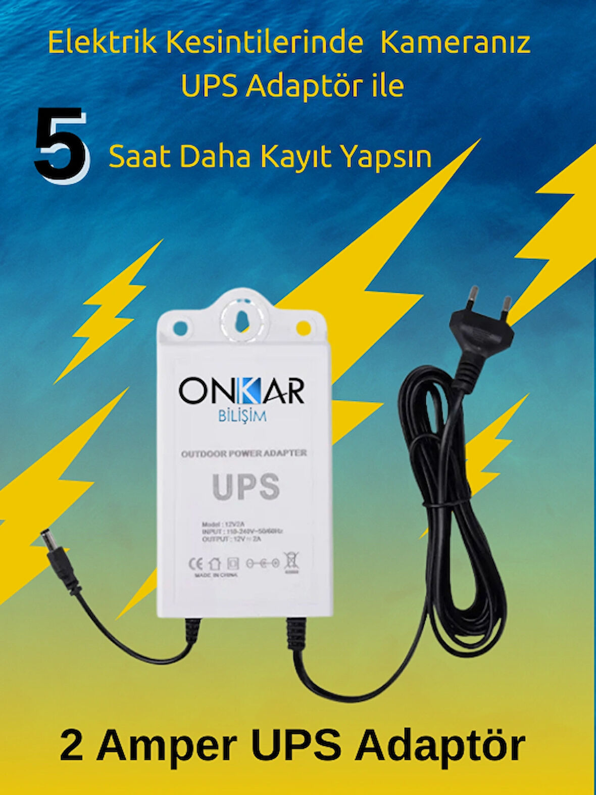 12 Volt Voltaj Korumalı Şarjlı Güç Kaynağı Ups Kamera Adaptörü