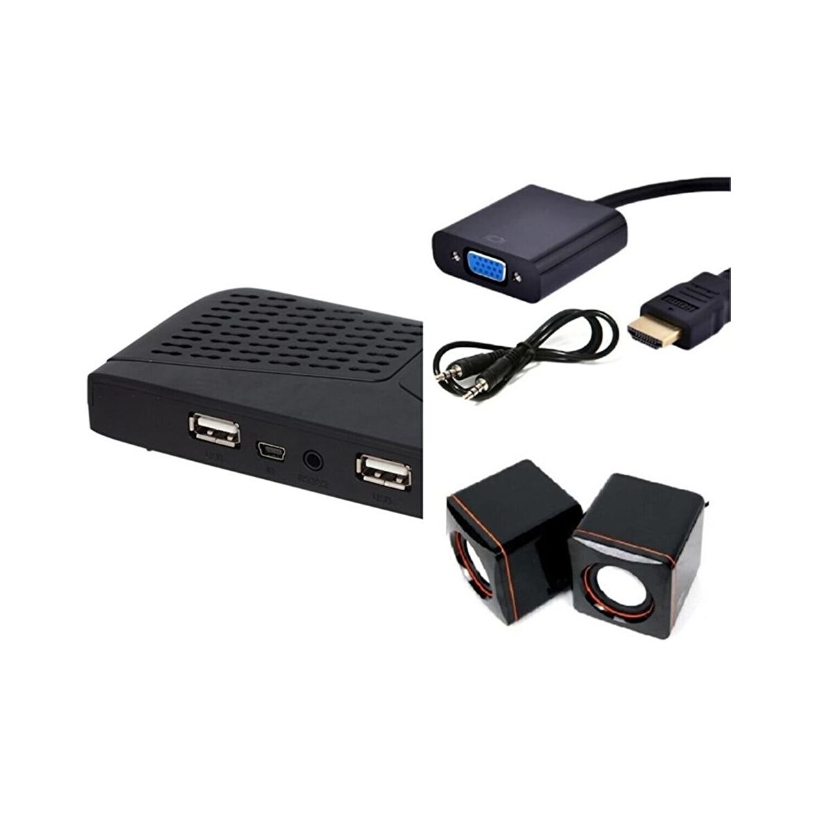 Kaliko Monitörü Tv Yapma Aparatı Hd Uydu Ve Hdmi Vga Çevirici Ve Hoparlör 3 Lü Set
