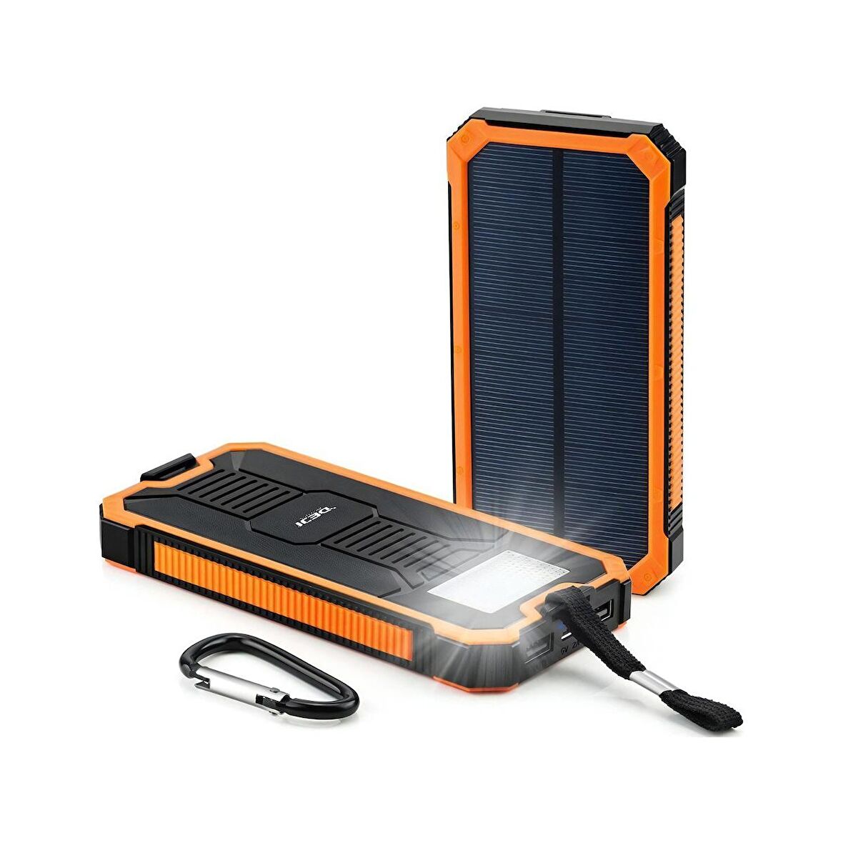 Kaliko Güneş Enerjili Solar Powerbank 10000 Mah Led Işıklı Taşınabilir Şarj Cihazı Turuncu