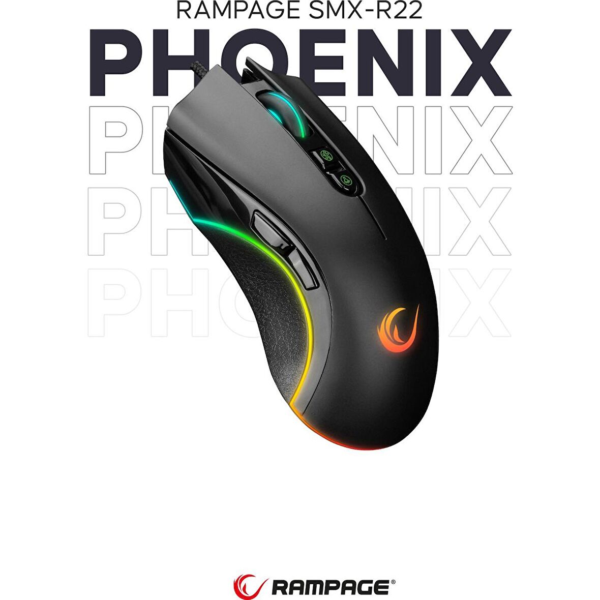 Kaliko Smx-R22 Phoenix Siyah 7 Tuşlu Rgb 7200Dpi Gaming Oyuncu Mouse
