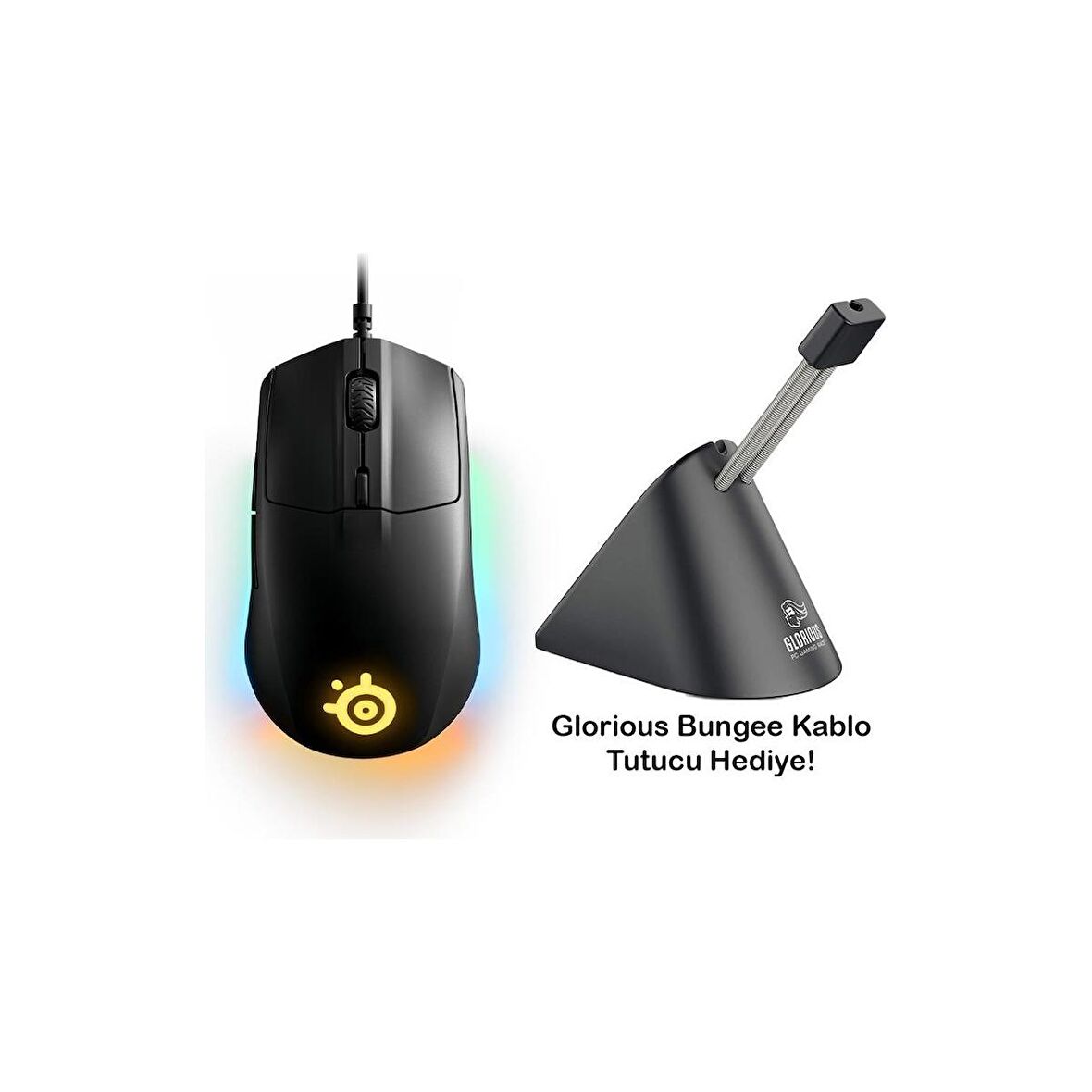Kaliko Rival 3 Oyuncu Mouse   Glorious Bungee Kablo Tutucu Siyah