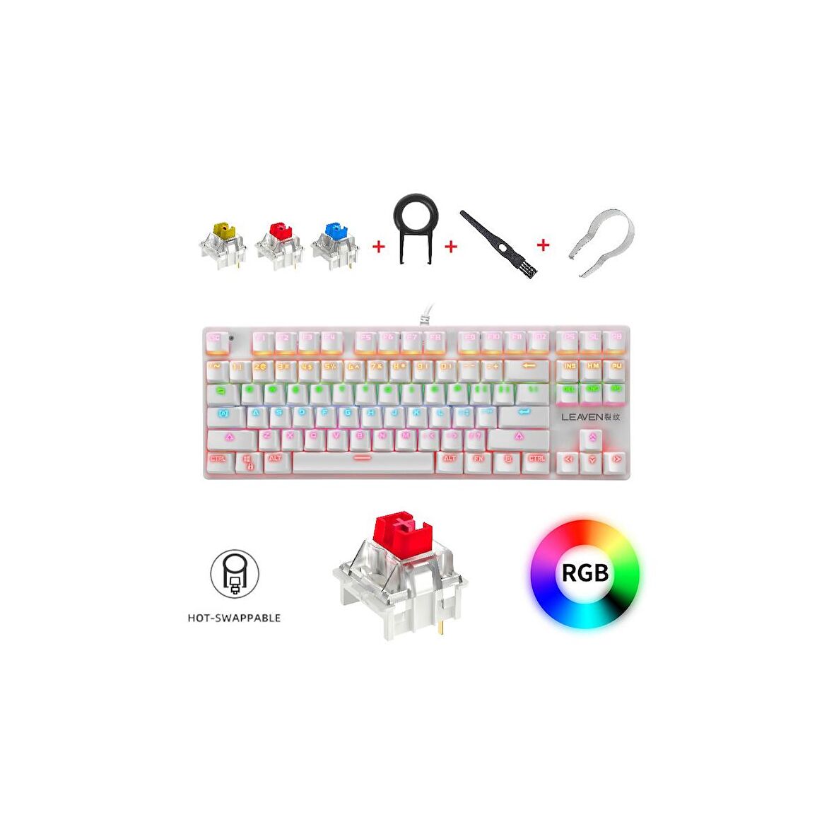 Kaliko K550 Kablolu Hot-Swap Rgb Blue Switch Mekanik Klavye 87 Tuş