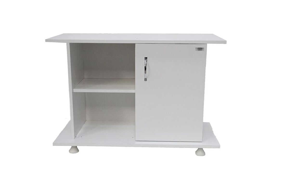 Kanki Pet 75 Cm MDF Akvaryum Düz Beyaz Sehpa 75x40x67