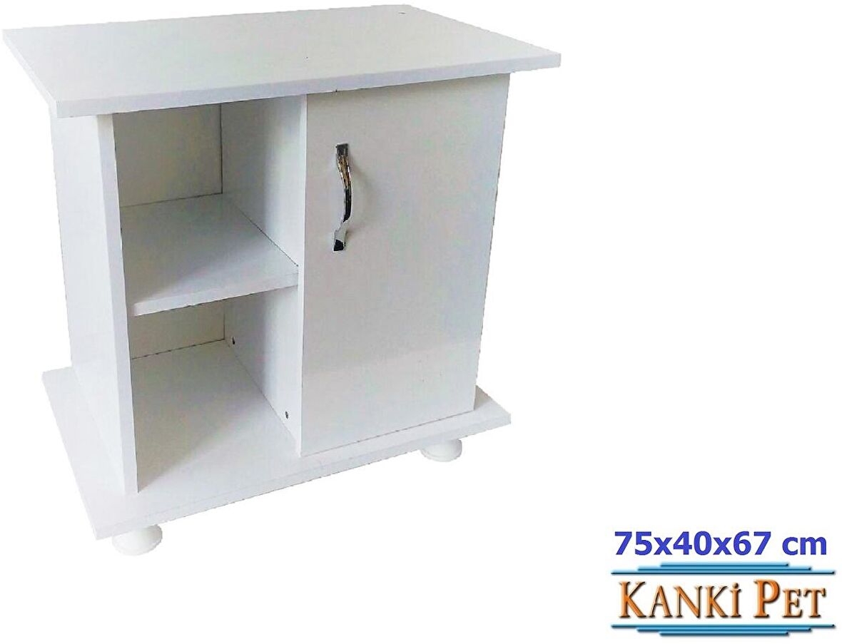 Kanki Pet 75 CM Akvaryum Düz Beyaz Sehpa 75 x 40 x 67 CM