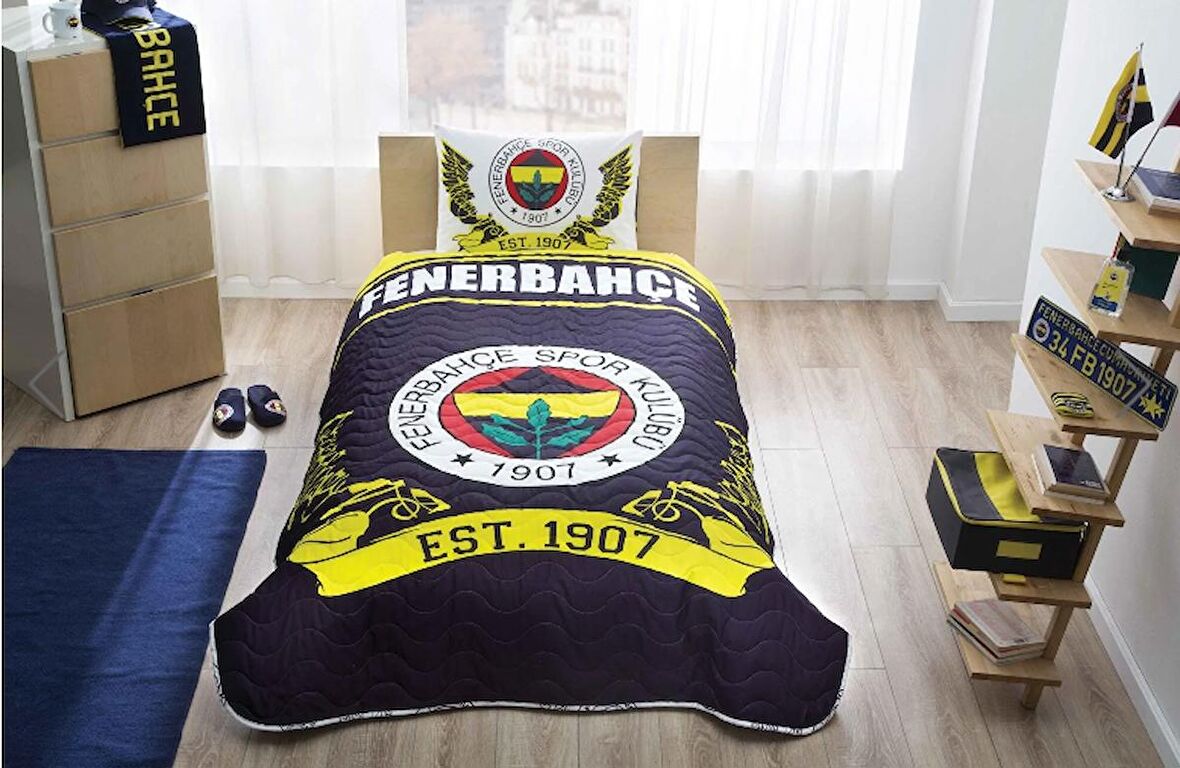 TAÇ FENERBAHÇE LOGO LİSANSLI YATAK ÖRTÜSÜ TEK KİŞİLİK