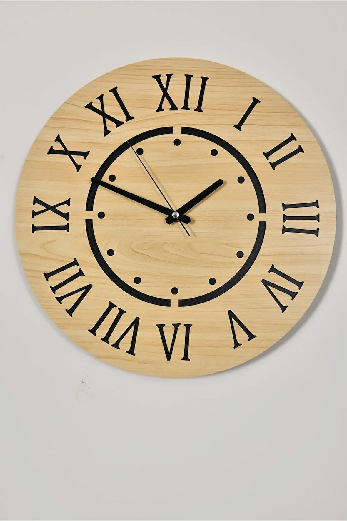 Dekoratif Modern Ahşap Duvar Saati ( Sessiz Akar Saat )