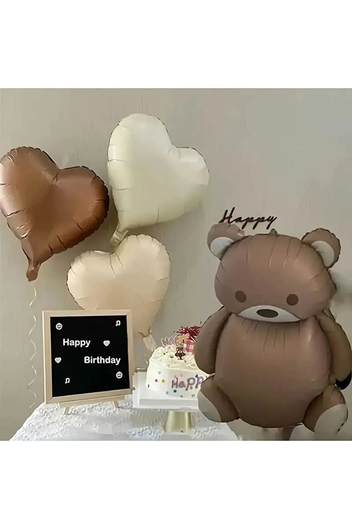 RETRO RENK AYICIK VE KALP FOLYO BALON SET