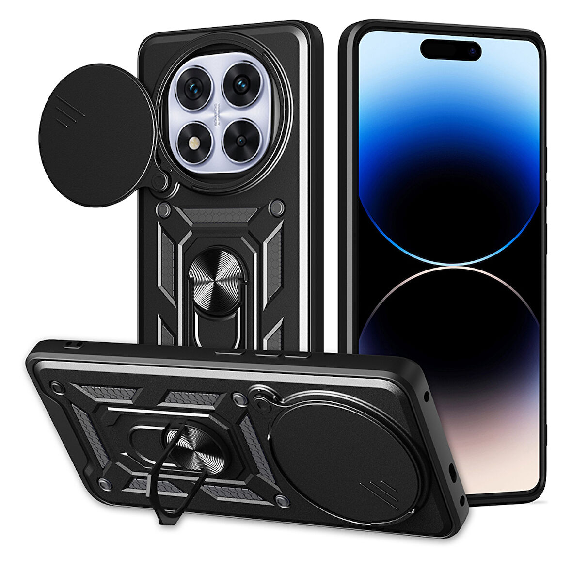Xiaomi Redmi Note 14 Pro Plus Kılıf Magnetik Standlı Kamera Korumalı Sürgülü Vega Kapak