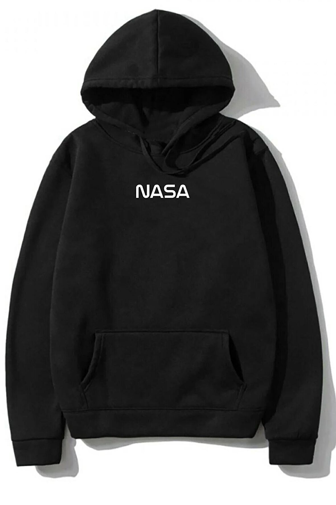 3 Iplik Polarlı Kapüşonlu Oversize Kalıp Hoodie Nasa Tasarımlı Unisex Sweatshirt