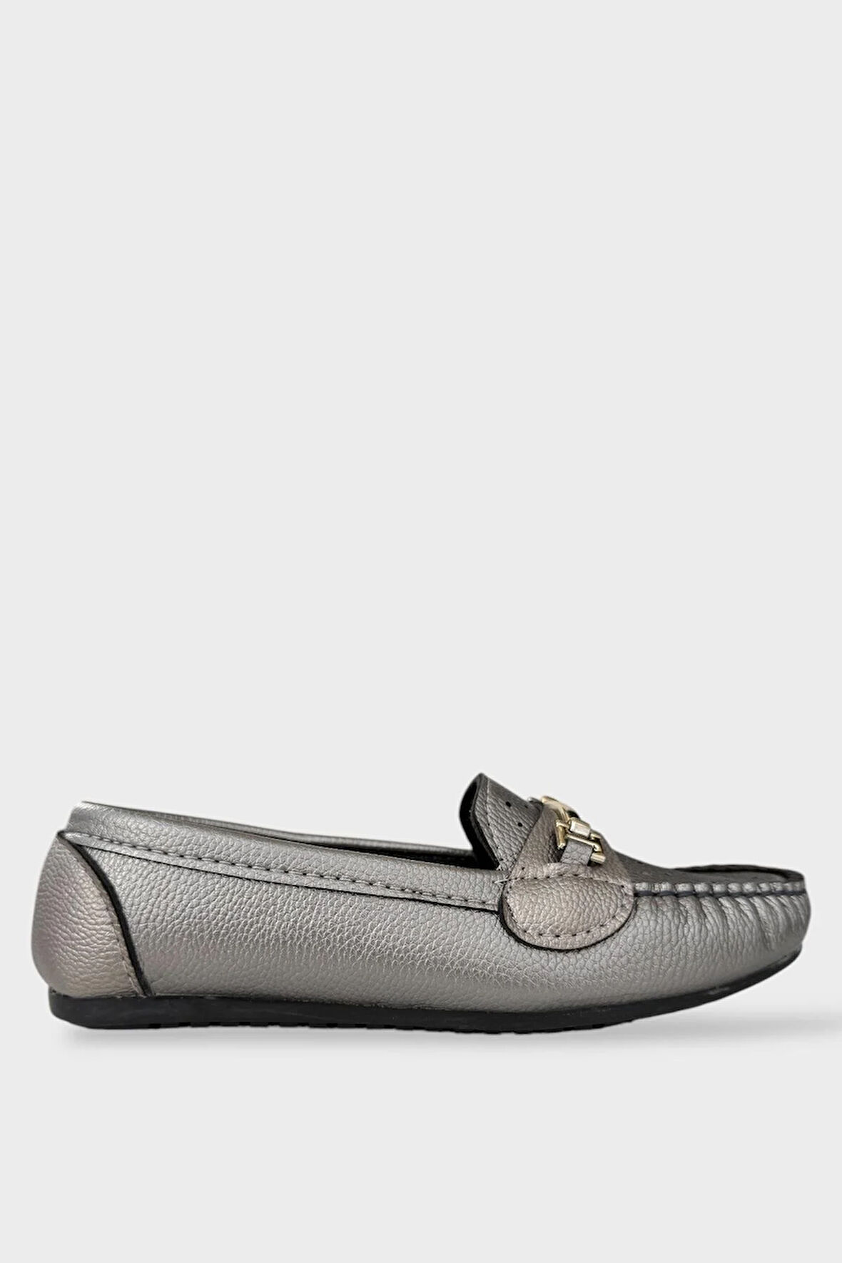 Kadın Delikli Tokalı Babet Ayakkabı GÜMÜŞ