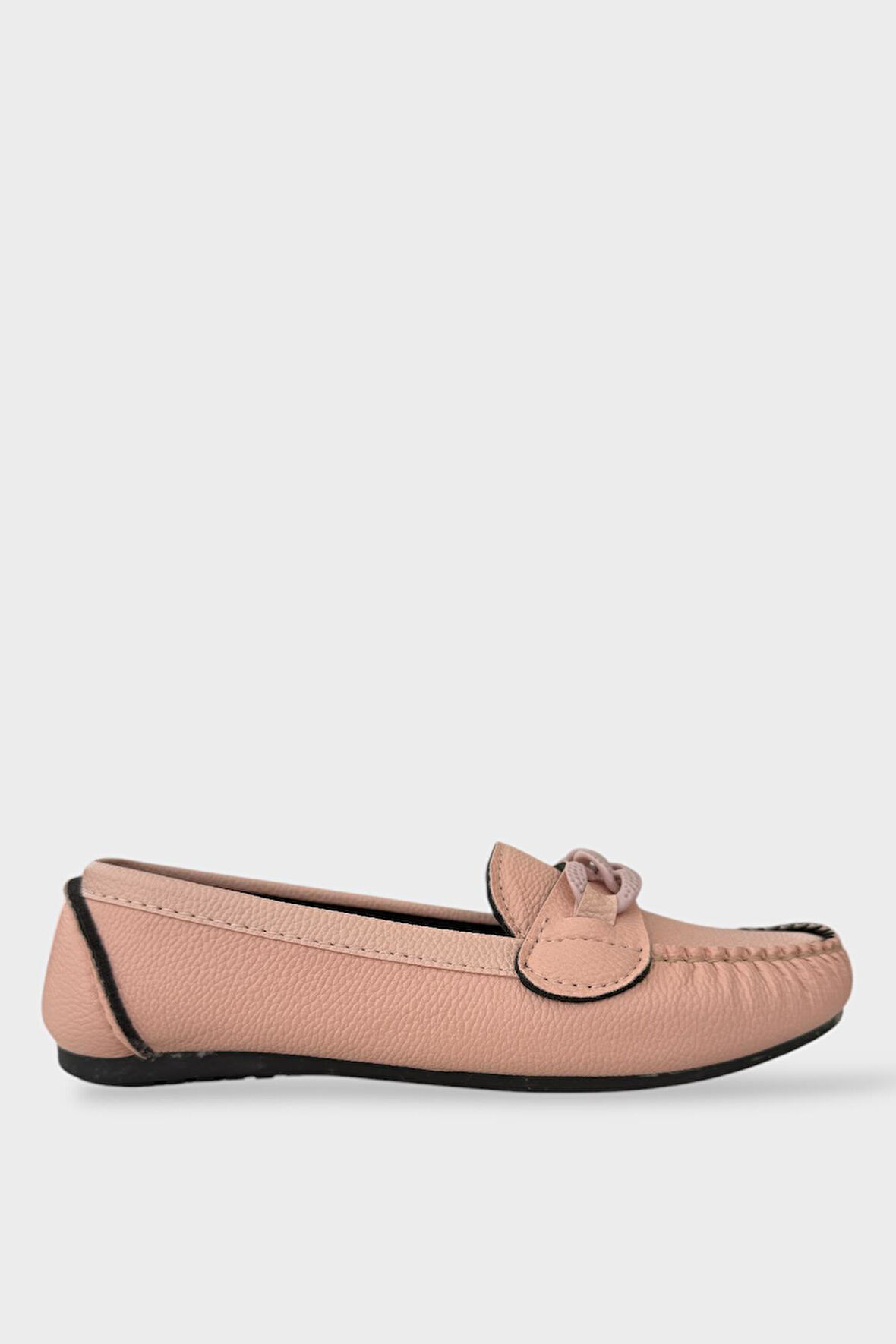 Kadın Tokalı Yumuşak Babet Ayakkabı PUDRA