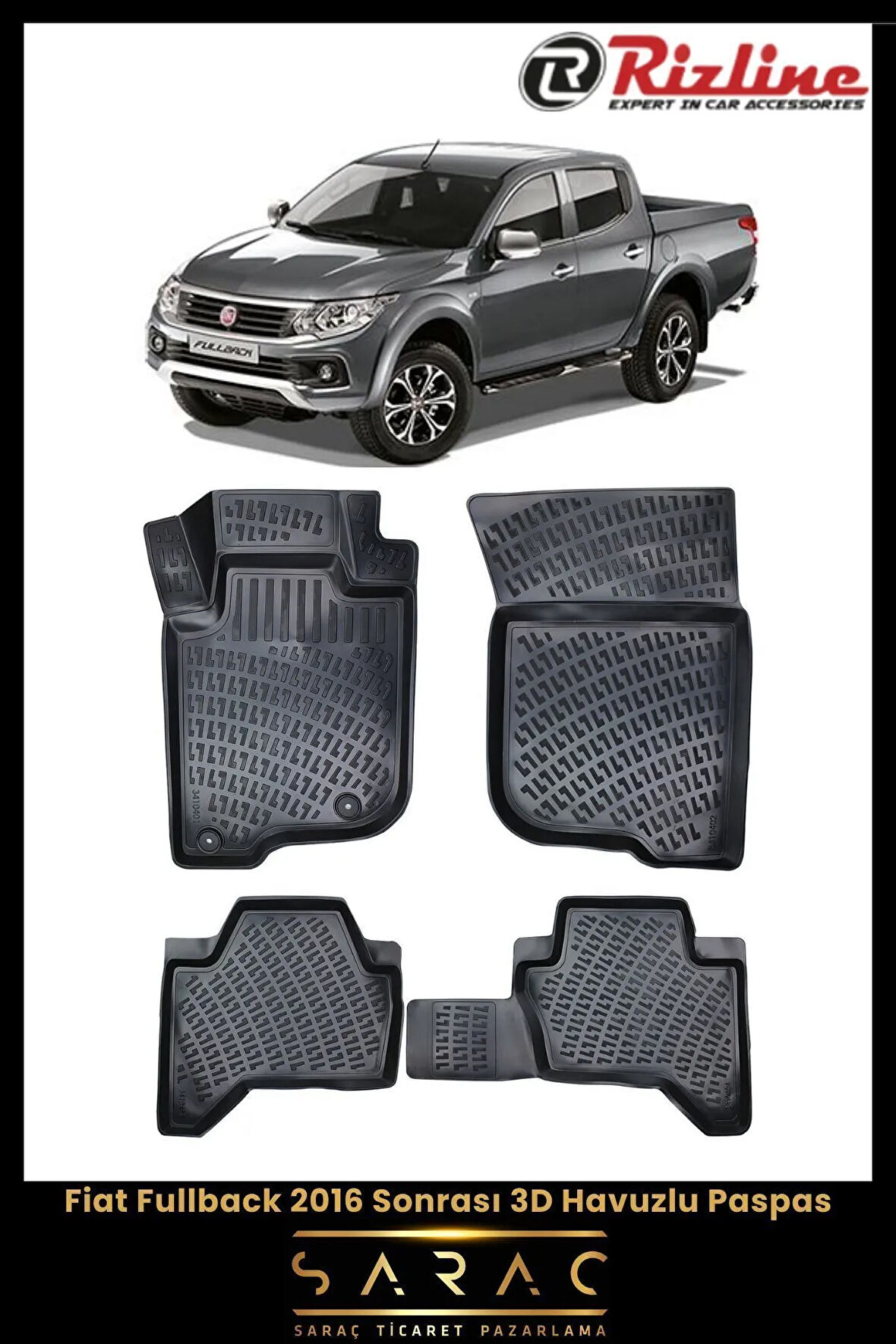 Rizline Fiat Fullback 2020 Model 3D Havuzlu Paspas
