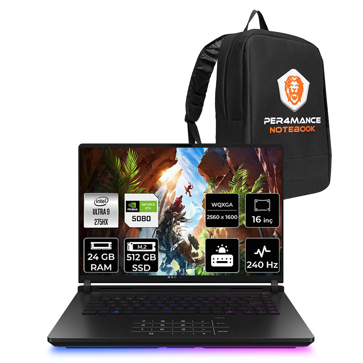 Asus ROG Strix G16 Ultra 9 275HX 24GB 512GB SSD RTX5080/16GB 175W 240HZ 16'' 2.5K FDOS Gaming & PER4