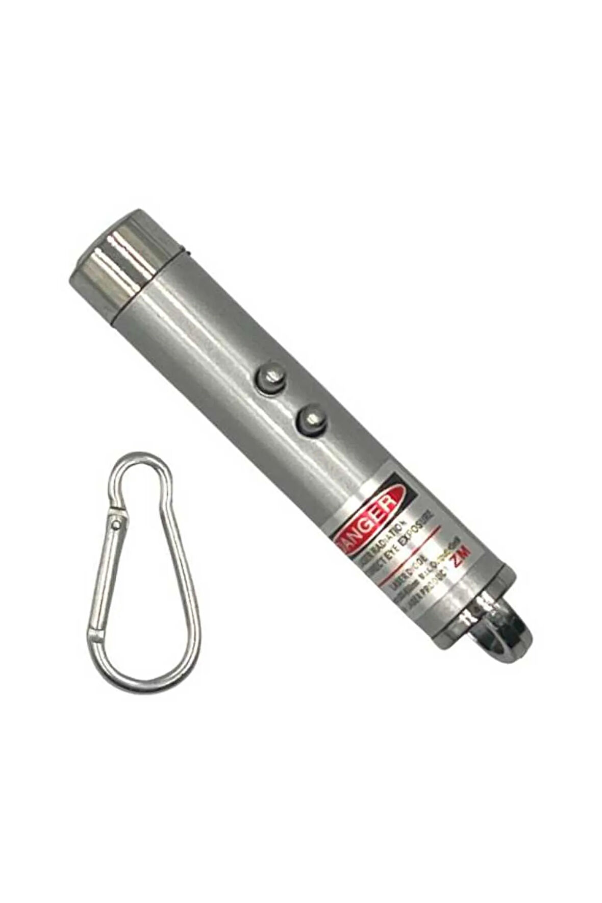 Üçü Bir Arada Fener Lazer Gece Işığı Anahtar Zinciri Pilli Gri (PD-4872)