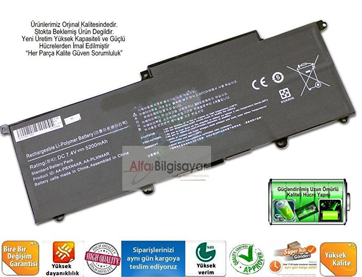 Samsung 900X3C NP900X3 Serisi AA-PLXN4AR AA-PBXN4AR Batarya Pil