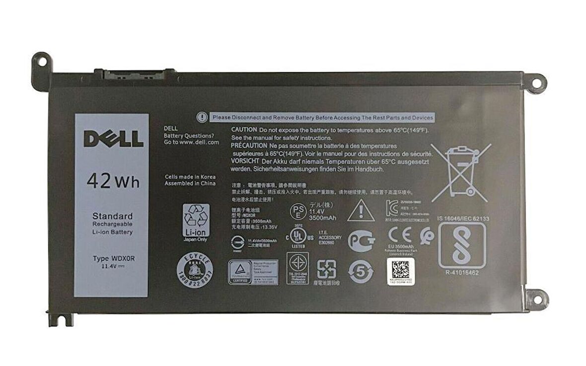DELL WDX0R WDXOR 0WDX0R  P66F P75F P92G P69G P58F P88G BATARYA