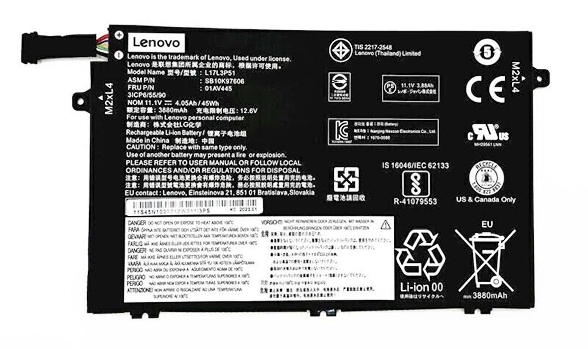 Lenovo 01AV445, E480 E490 E590 E580 E595, E15 Gen2 20Rd, E14 20Ra