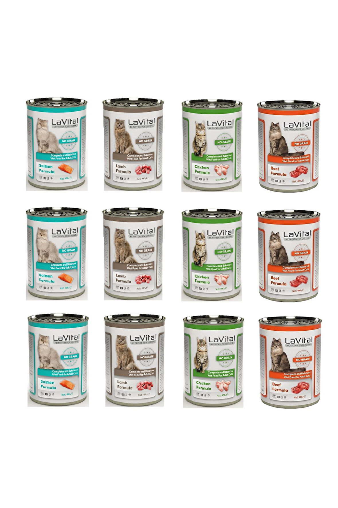 LaVital Tahılsız 4 Çeşit Karma Kedi Konservesi 400 Gr. X 12 Adet
