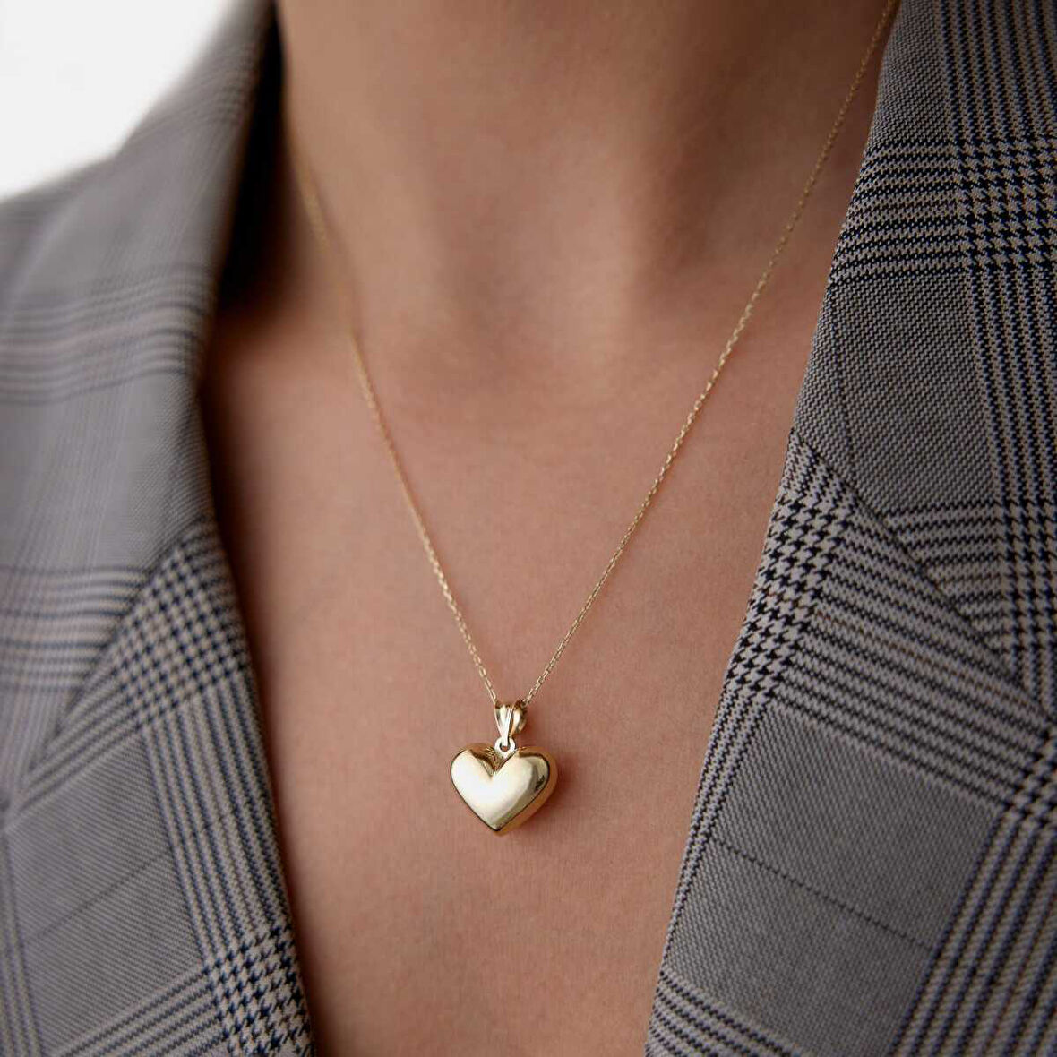 Yatay Bombe Kalp Kolye