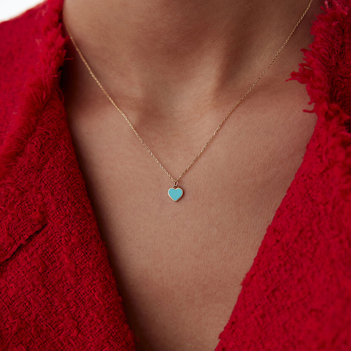 Turkuaz Kalp Kolye
