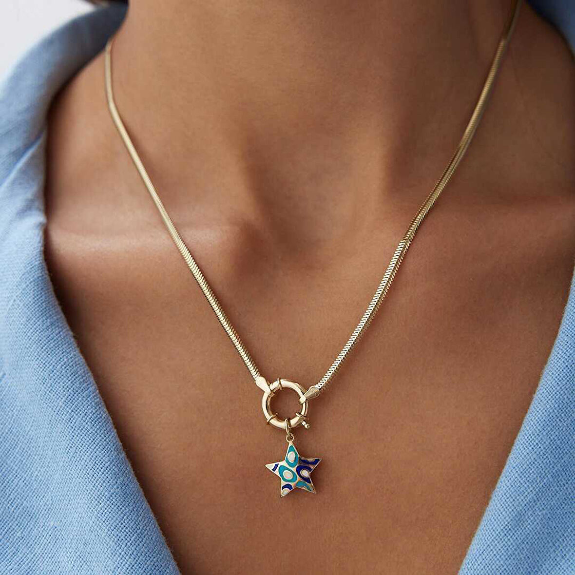 Fortuna Yıldızlı Balık Sırtı Kolye