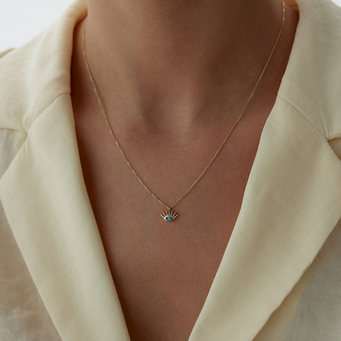 Mini Firuze Kirpik Kolye