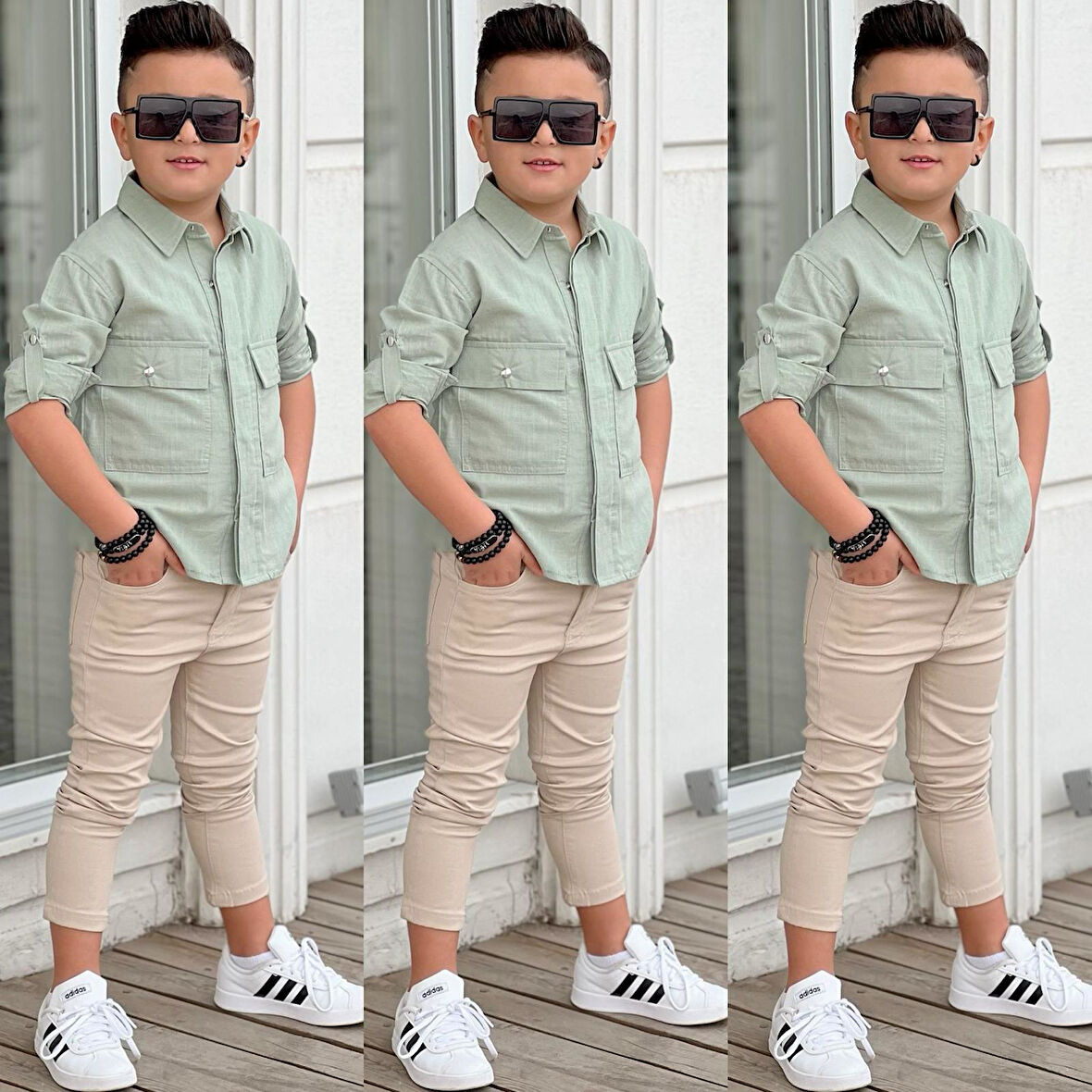 MODAVALS KAPAKLI CEP DETAYLI GÖMLEK & GABARDİN PANTOLON ERKEK ÇOCUK ALT ÜST TAKIM