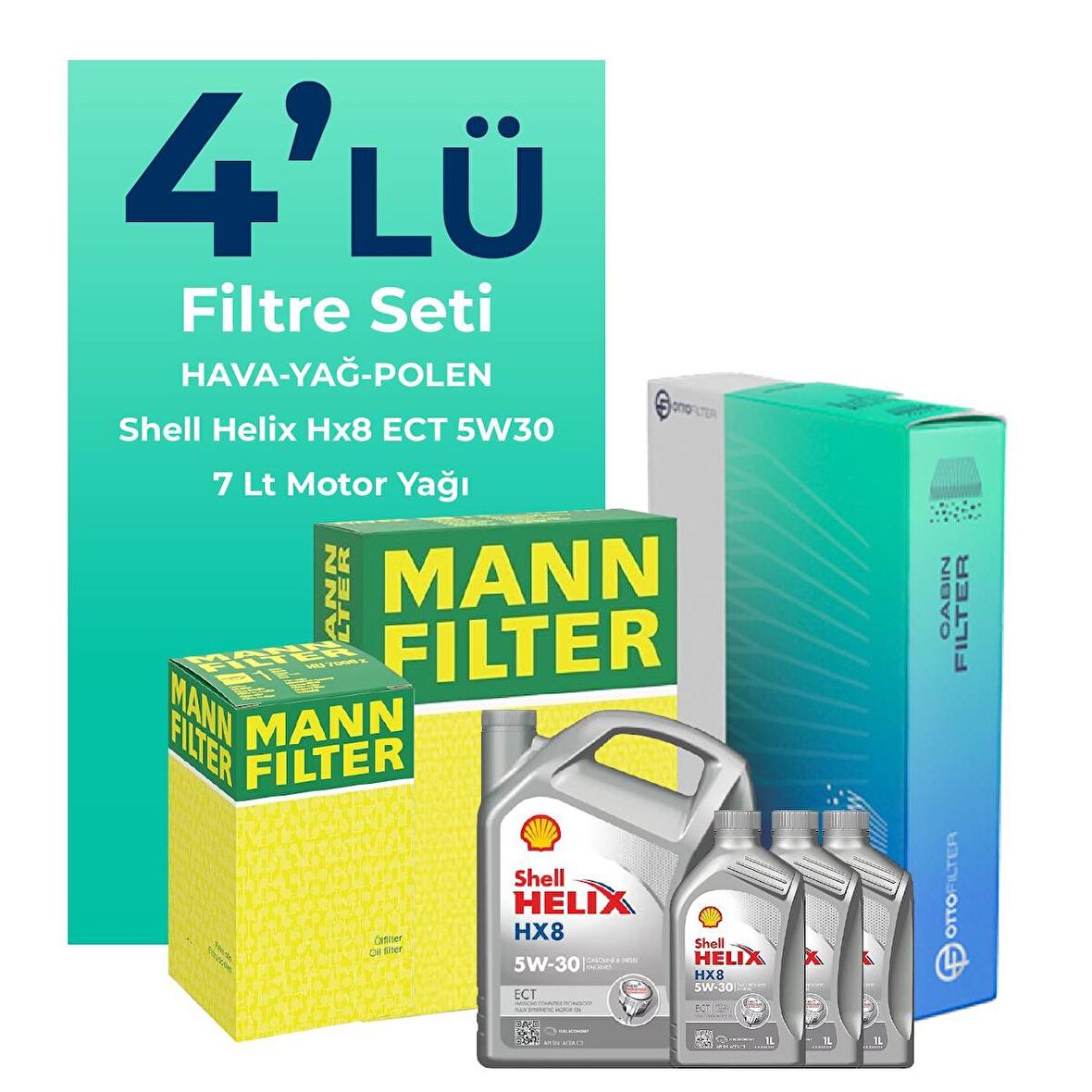 MANN Fiat Ducato 2.3 Dizel Filtre Bakım Seti Shell Motor Yağlı (2006-2014) 4 Lü