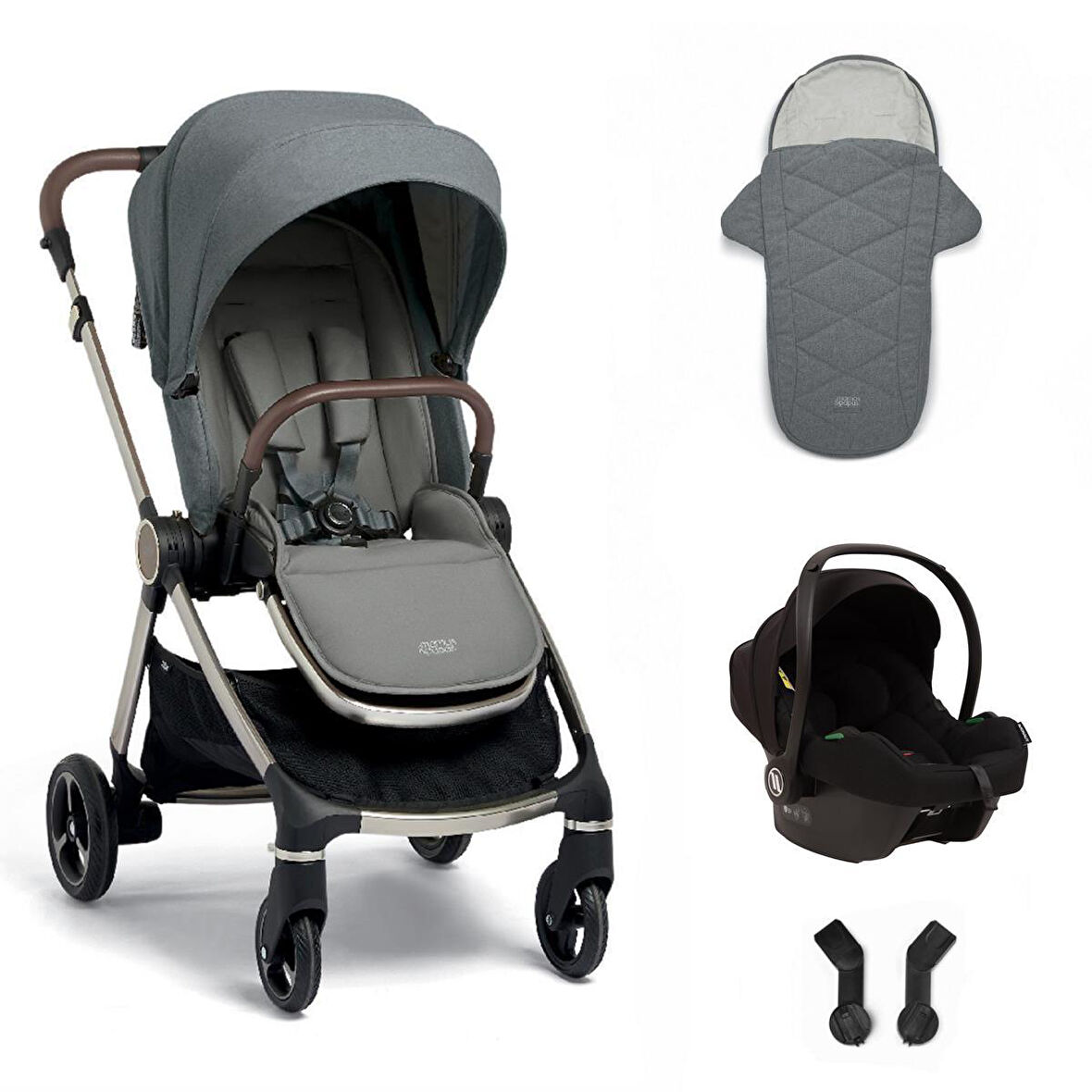 Mamas Papas Strada Cosmo Travel Sistem Bebek Arabası Grey Melange - Black