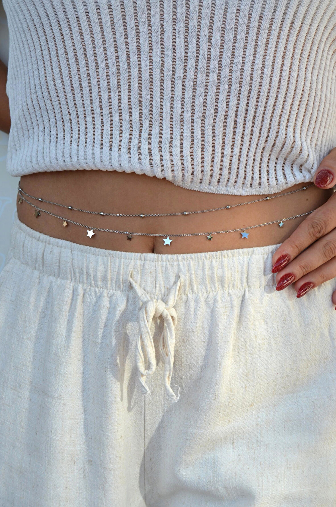 İkili Çelik Bel Zinciri – Yıldız Charmlı