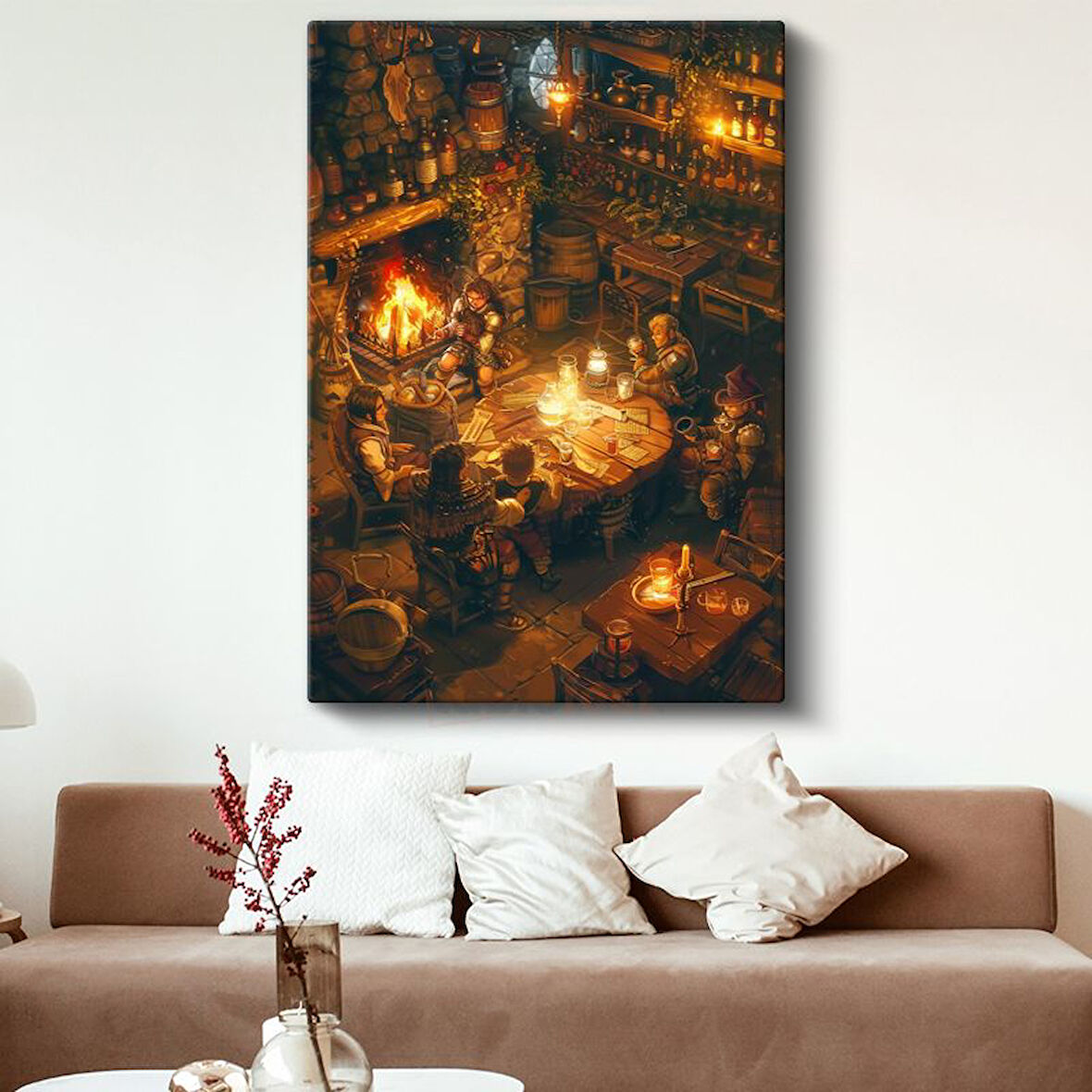 Maceraperestler Hanı - Şömine Işığında Anime Kanvas Tablo