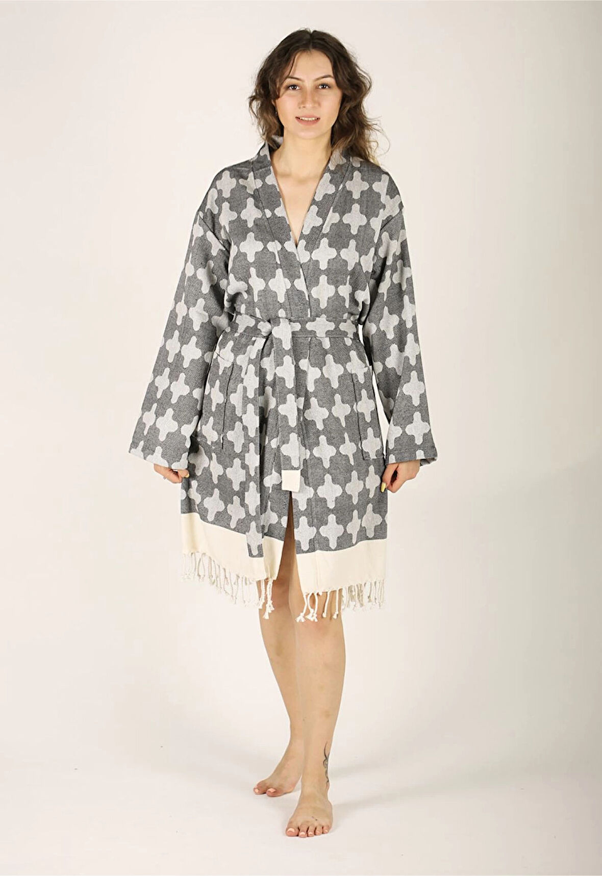 Demeter %100 Pamuk Tasarım Peştemal Bornoz