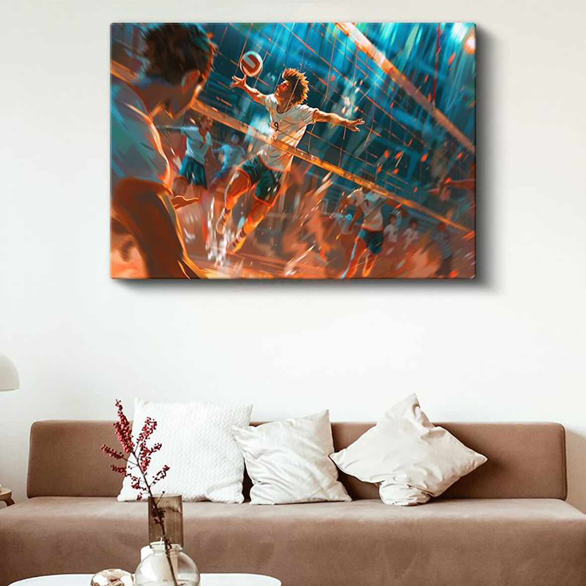 Voleybol Maçı - Dinamik Hareket Anime Kanvas Tablo