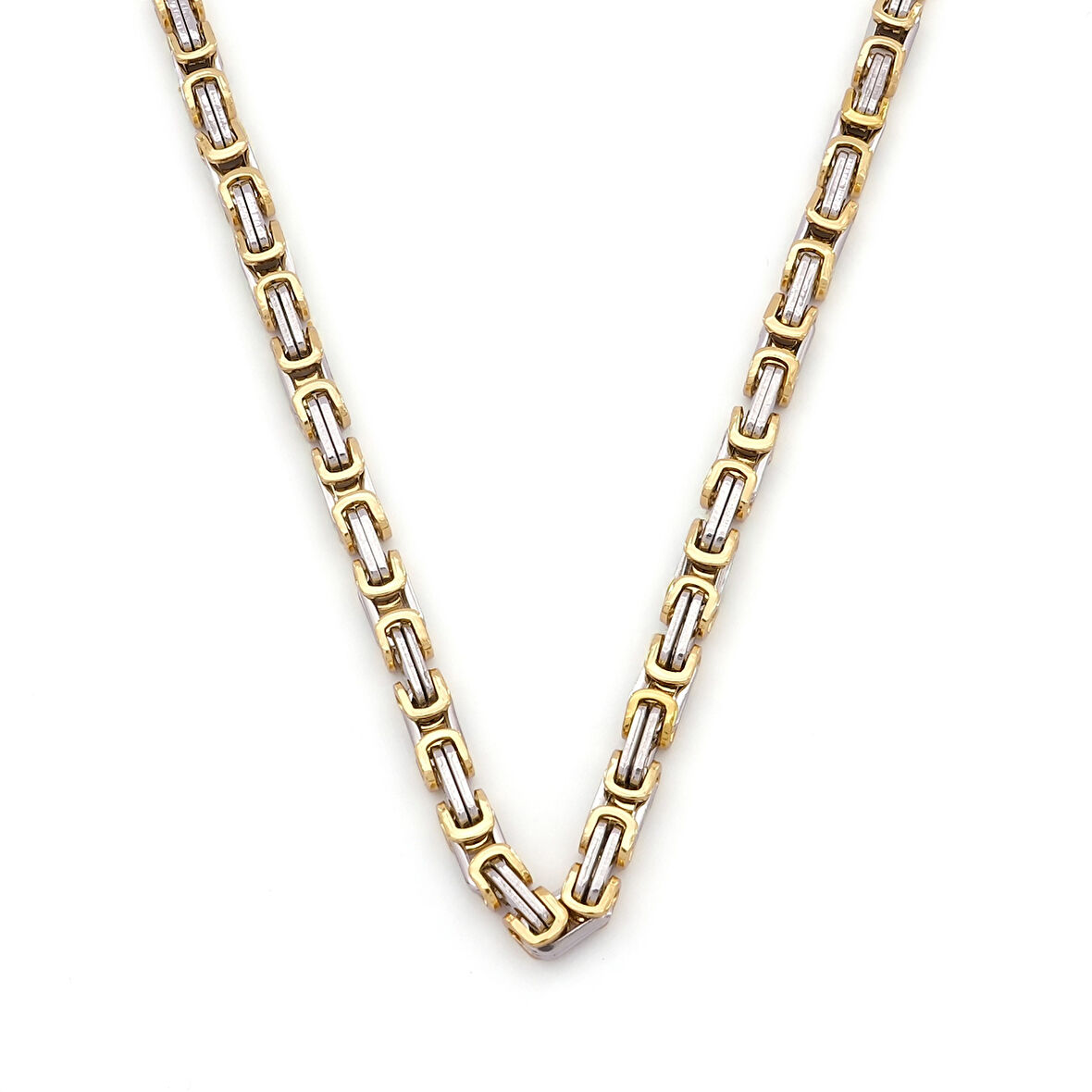 Çelik İki Renkli Kral Erkek Zincir Kolye ZN-518