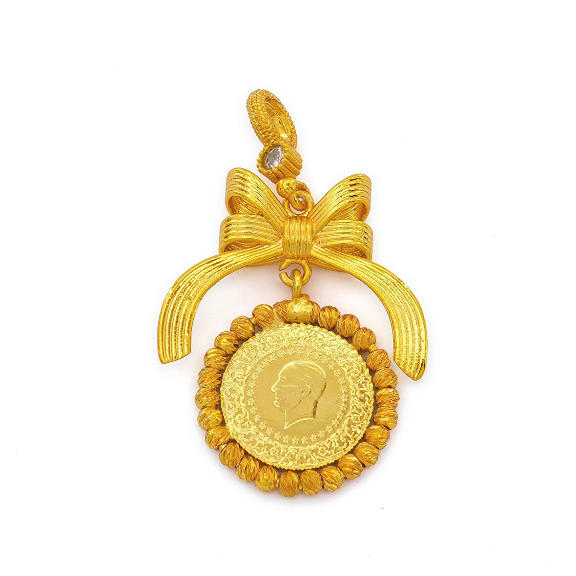 Altın Kaplama Kurdeleli Dorikalı Çeyrek Kolye Ucu TGR-727