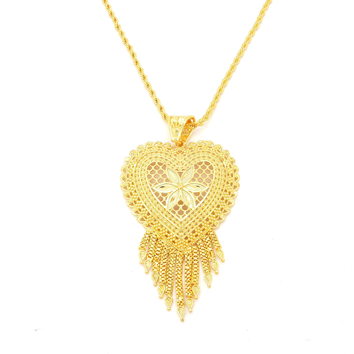 Altın Kaplama Hint Model Desenli Kolye KLY-654