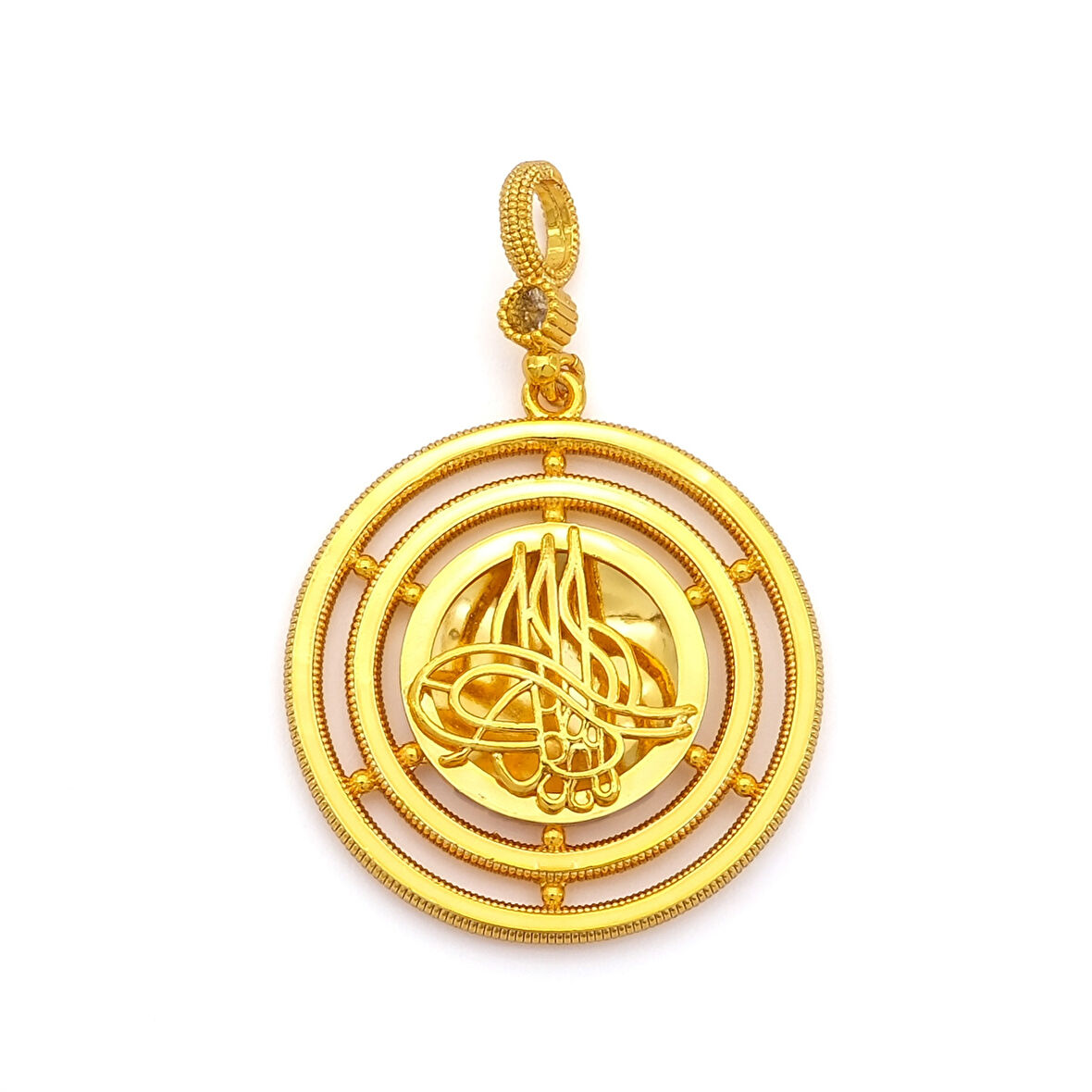 Altın Kaplama İmitasyon Ajda Desenli Tuğralı Küçük Boy Kolye Ucu TGR-734