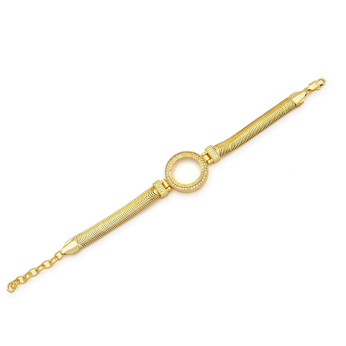 Altın Kaplama İmitasyon Zirkon Taşlı İtalyan  Çeyrek Çerçeve Bileklik BLK-1172