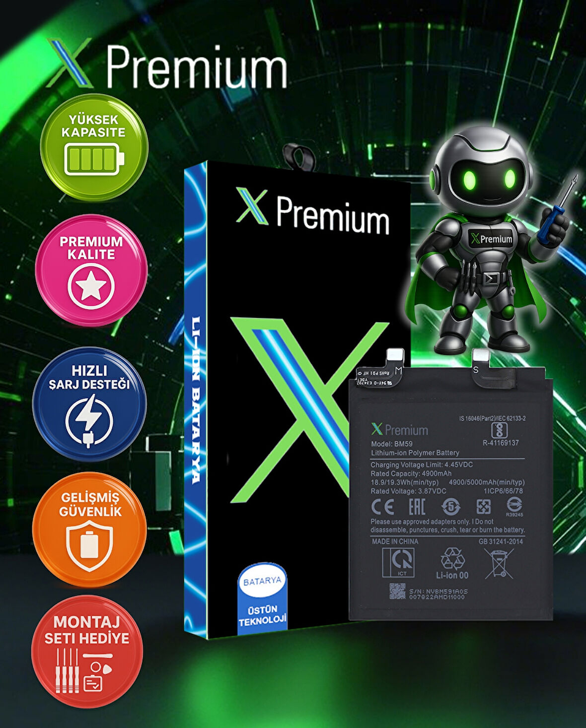 Xpremium Xiaomi Mi 11T BM59 Batarya Pil Süper Yüksek Kalite 5000 mAh Xpremium